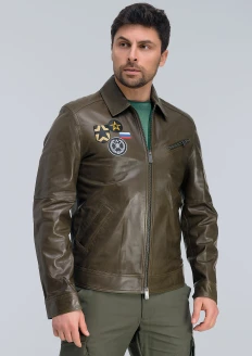 Куртка пилот кожаная «СВ» коричневый-хаки: купить в интернет-магазине «Армия России
