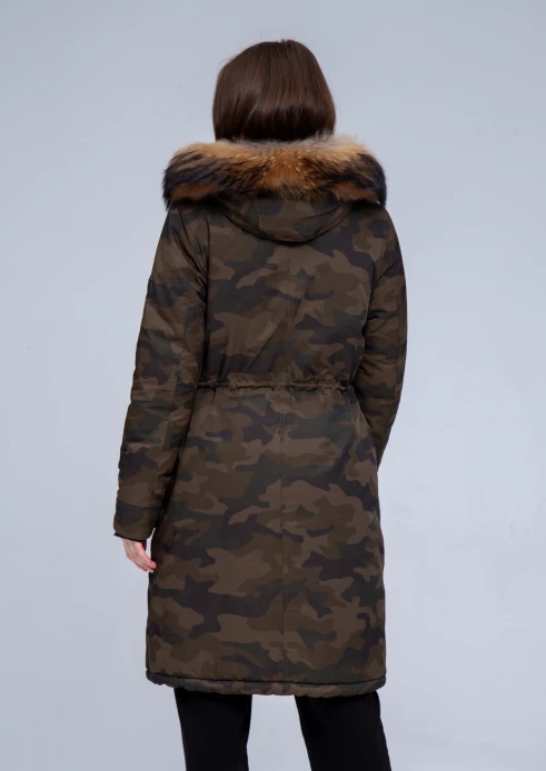 Купить куртка утепленная женская (натуральный мех енота) хаки камуфляж в Москве с доставкой по РФ - изображение 2