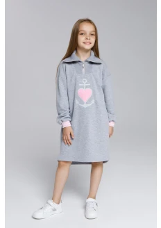 Платье-рубашка для девочек «Якорь» серый меланж: купить в интернет-магазине «Армия России