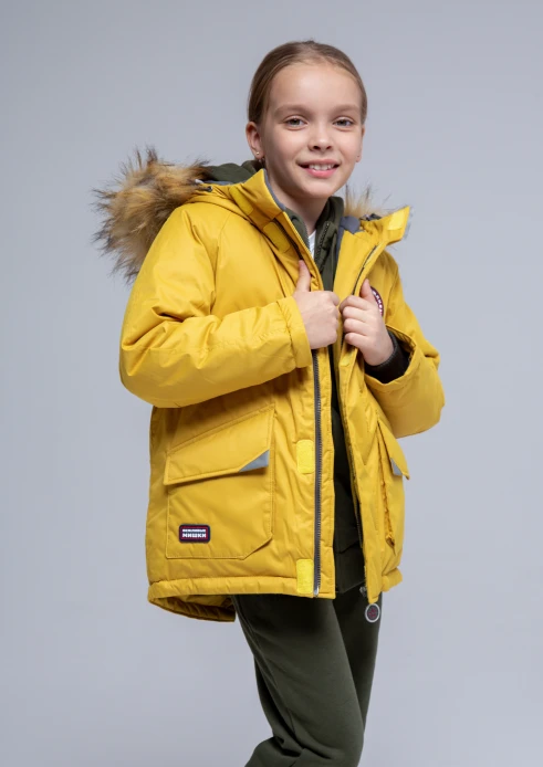 Купить  куртка-парка утепленная детская «вежливые мишки» желтая в интернет-магазине ArmRus по выгодной цене. - изображение 6