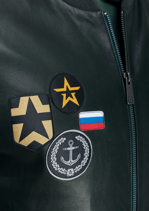 Купить куртка-бомбер кожаная «вмф» темно-синий в интернет-магазине ArmRus по выгодной цене. - изображение 6