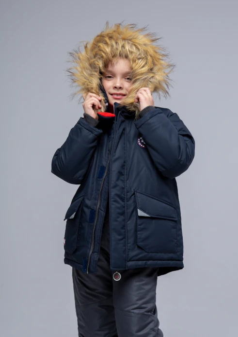 Купить  куртка утепленная детская «вежливые мишки» темно-синяя в интернет-магазине ArmRus по выгодной цене. - изображение 6