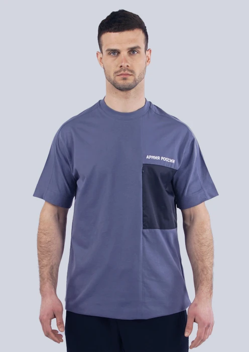 Купить футболка мужская «армия россии» синяя с карманом в интернет-магазине ArmRus по выгодной цене. - изображение 1