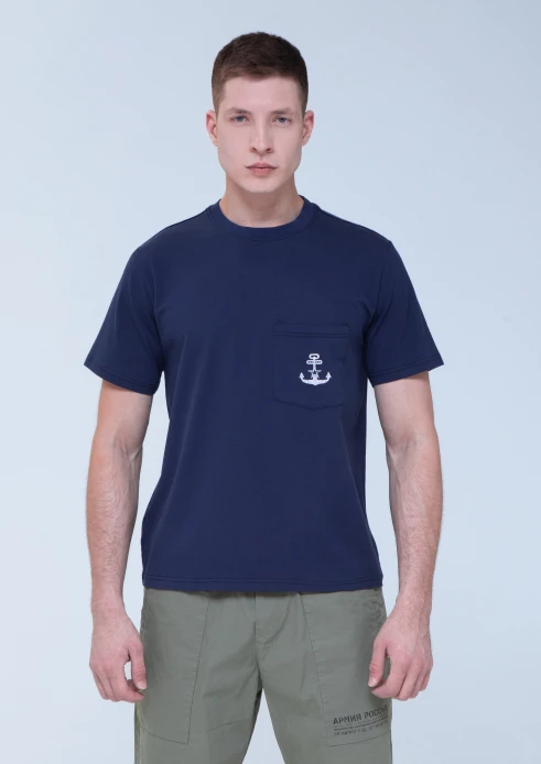 Купить футболка мужская «якорь» темно-синяя с карманом в интернет-магазине ArmRus по выгодной цене. - изображение 1