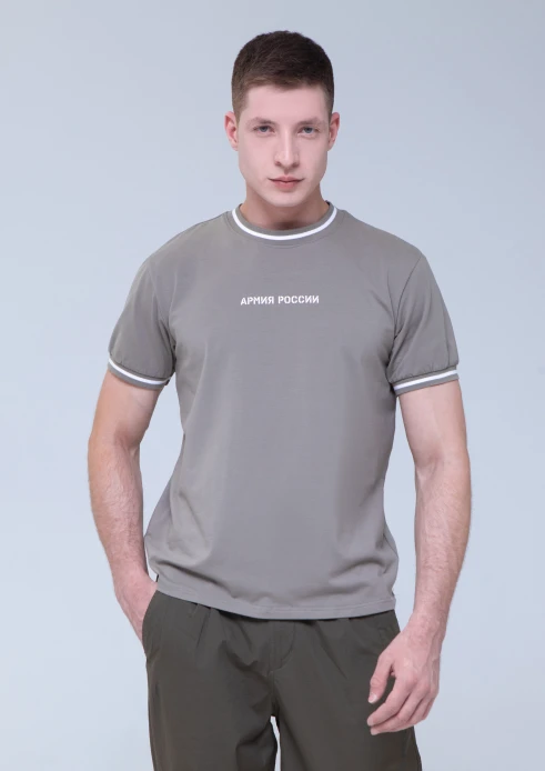 Купить футболка мужская «армия россии» цемент с полосатыми манжетами в интернет-магазине ArmRus по выгодной цене. - изображение 1