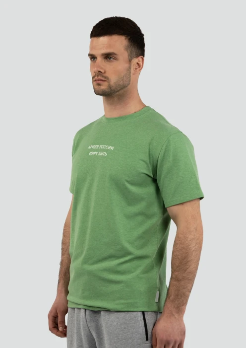Купить футболка мужская «миру быть» зеленая в интернет-магазине ArmRus по выгодной цене. - изображение 3