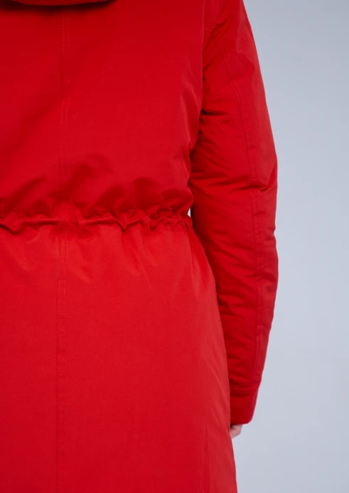 Купить куртка утепленная женская (натуральный мех енота) красная в Москве с доставкой по РФ - изображение 20