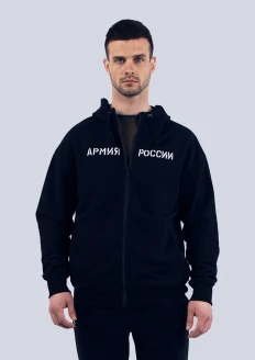 Толстовка на молнии «Армия России» черная - черный