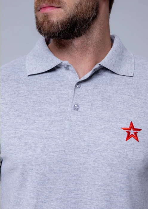 Купить футболка-поло пике мужская «звезда» серый меланж в интернет-магазине ArmRus по выгодной цене. - изображение 6