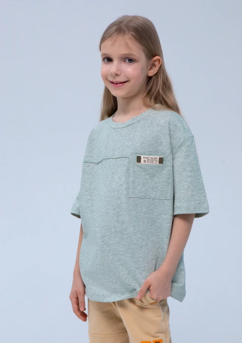 Купить футболка детская «штамп» мятный меланж в интернет-магазине ArmRus по выгодной цене. - изображение 7