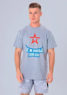 Футболка мужская «Армия России» с красной звездой серый меланж: купить в интернет-магазине «Армия России