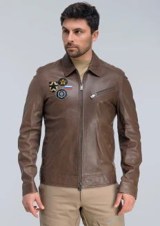 Куртка пилот кожаная «РВСН» бежевая: купить в интернет-магазине «Армия России