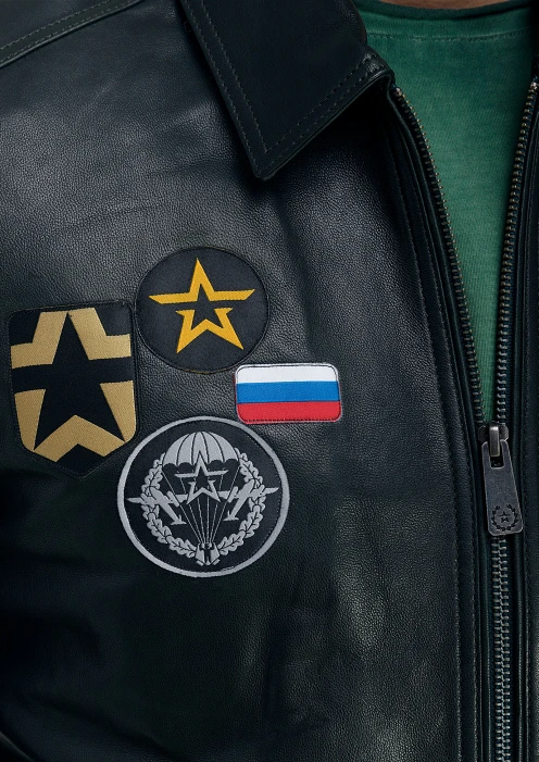 Купить куртка-пилот кожаная «вдв» темно-синяя в интернет-магазине ArmRus по выгодной цене. - изображение 5