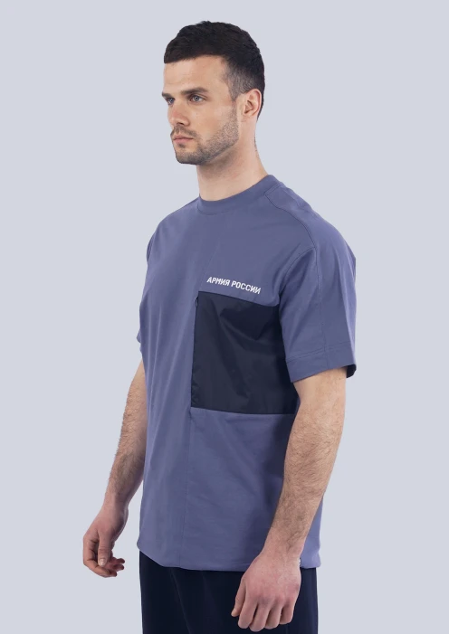 Купить футболка мужская «армия россии» синяя с карманом в интернет-магазине ArmRus по выгодной цене. - изображение 3