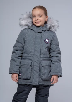 Куртка-парка утепленная детская «Вежливые мишки» серая: купить в интернет-магазине «Армия России