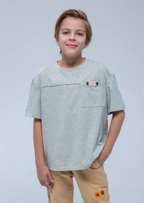 Купить футболка детская «штамп» мятный меланж в интернет-магазине ArmRus по выгодной цене. - изображение 1
