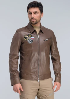 Куртка пилот кожаная «СВ» бежевая: купить в интернет-магазине «Армия России