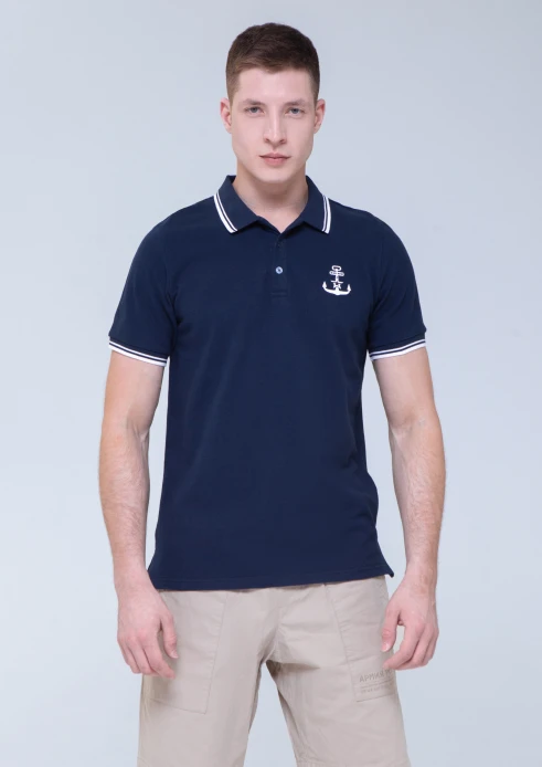 Купить футболка-поло мужская «якорь» темно-синяя в интернет-магазине ArmRus по выгодной цене. - изображение 1